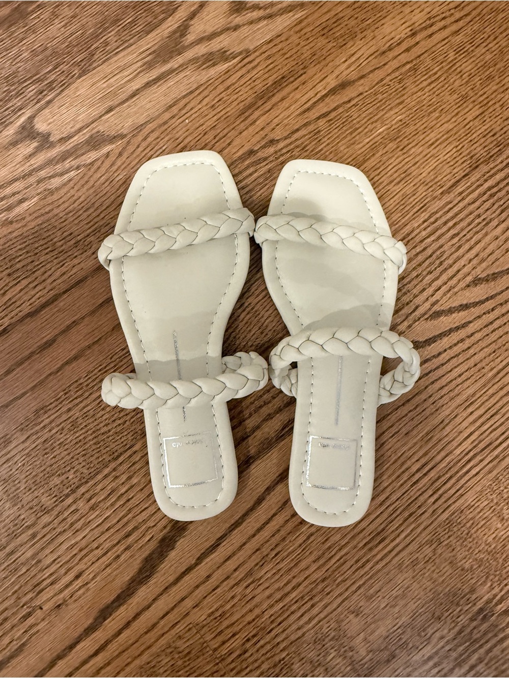 Dolce Vita Cream Braided Double-Strap Square-Toe Slide Sandals